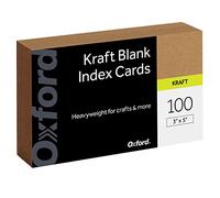 Oxford Tarjetas de índice Kraft, paquete de 100, tarjetas de índice de 7,6 x 12,7 cm, grueso, papel de primera calidad para regalos, manualidades, fiestas, tarjetas de flash, marrón, blanco en ambos lados (63505)