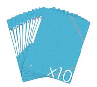 Oxford Top File + - Lote de 10 carpetas de cartón con 3 solapas, formato A4, cierre con elásticos, color azul claro