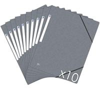 Oxford Top File + - Lote de 10 carpetas de cartón con 3 solapas, formato A4, cierre con elásticos, color gris