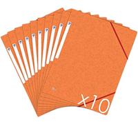 Oxford Top File + - Lote de 10 carpetas de cartón con 3 solapas, formato A4, cierre con elásticos, color naranja