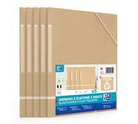 Oxford Touareg - Carpetas de 3 solapas con goma elástica, tamaño A4, cubierta de tarjeta reciclada, color beige natural