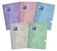 Oxford Touch Pastel Kladde - Cuaderno (A5, 96 hojas, cuadriculado, paquete de 5 unidades), varios colores