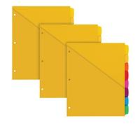 Oxford Write 'n Erase - Separadores de carpeta de plástico, 8 pestañas, bolsillo sesgado, escribir en pestañas, bolígrafo de borrar, marcador, lápiz, colores surtidos, 3 juegos (89993)