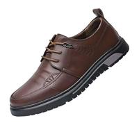 Oxford - Zapatos de vestir de piel sintética para hombre, informales, con cordones, para caminar todos los días, con suela moderna, calzado de negocios, Brown, 40 2/3 EU