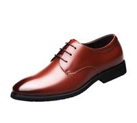 Oxfords Cuero Casuales for Hombres, Zapatos Vestir con Punta Puntiaguda Cordones, Mocasines Boda Llegada, Planos Formales for Todos los Partidos for(Brown,41 EU)
