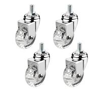 OXFUZZ Ruedas Giratorias De Vástago De 50 Mm para Muebles, Ruedas Giratorias De Goma De PU Transparente con Freno, Varilla Roscada M8X15 Mm / M10 X 15 Mm, Ruedas De Reemplazo De Muebles Silenciosas