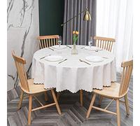 oxiang Mantel Antimanchas Redondos PVC Manteles Mesa Impermeable Comedor Mesa Tela Flores Blancas-140cm