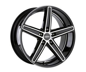 Oxigin 18 cóncavo 7.50 x 19 desplazamiento 50 patrón de pernos 5.00 x 114.30 orificio central 72.60 OXACHTZEHN7519J50BFPHD, negro pulido completo