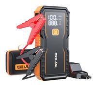 OXILAM - Arrancador de 6000 A para todos los gases/12 l, cargador de batería de coche portátil, caja de salto de litio UltraSafe de 12 V con cable de puente, indicador LED, luz LED