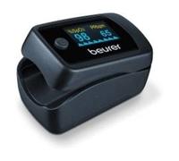 Beurer PO 45 Pulsioxímetro, medición de la saturación de oxígeno (SpO2), la frecuencia cardíaca (pulso) y el índice de perfusión (PI), uso indoloro, pantalla en color