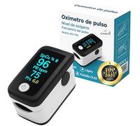 Oxímetro de Dedo Profesional, Pulsioxímetro Medidor preciso de la Saturación de Oxígeno en Sangre, Frecuencia Cardiaca. Oxímetro de Pulso para todas las Personas. Pantalla OLED. Incluye Pilas, Cordón