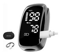 Oxímetro de pulso, medidor de oxígeno en sangre de dedo, recargable con pantalla LED para SPO2 y frecuencia cardíaca