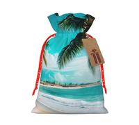 OXKGHHO Bolsa de regalo con estampado de palmeras de playa, bolsa con cordón para regalos pequeños, para joyas y recuerdos de fiesta