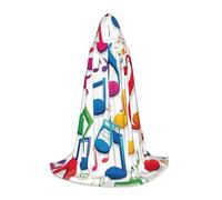 OXKGHHO Capa larga con capucha con estampado de notas musicales coloridas, disfraces de vampiro y Halloween, perfecto para juegos de rol y fiestas