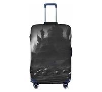 OXKGHHO Funda protectora para maleta con diseño de calaveras en blanco y negro, apta para equipaje de 45,7 a 81,3 cm, para viajes y viajes de negocios, blanco, Medium, blanco, Medium
