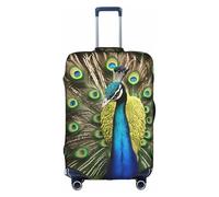 OXKGHHO - Funda protectora para maleta con diseño de plumas de pavo real, apta para equipaje de 45,7 a 81,3 cm, para viajes y viajes de negocios, color blanco, blanco, Small