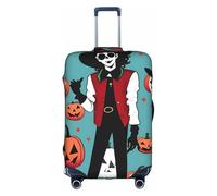 OXKGHHO Funda protectora para maleta con estampado Happy Halloween Day con único, apto para equipaje de 45,7 a 81,3 cm, para viajes y viajes de negocios, blanco, Medium, blanco, Medium