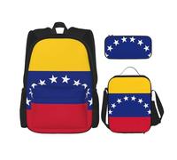 OXKGHHO Juego de mochila de trabajo con estampado de bandera de Venezuela con lonchera aislada, correas ajustables, para gimnasio y uso diario, Negro -, Talla única