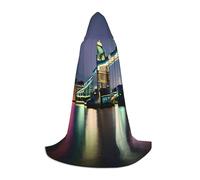 OXKGHHO Night London Tower Bridge - Capa larga con capucha, disfraz de vampiro y Halloween, perfecto para juegos de rol y fiestas