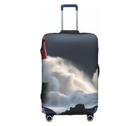 OXKGHHO Protector de maleta con estampado de faro en tormenta con único, se adapta a equipaje de 18 a 32 pulgadas, para viajes y viajes de negocios, Blanco, S