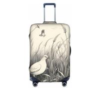 OXKGHHO Protector de maleta con estampado de hierba y paloma con único, se adapta a equipaje de 18 a 32 pulgadas, para viajes y viajes de negocios, Blanco, S