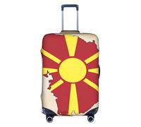 OXKGHHO Protector de maleta con estampado de mapa de la bandera de Macedonia del Norte con único, se adapta a equipaje de 18 a 32 pulgadas, para viajes y viajes de negocios, Blanco, M