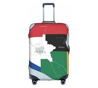 OXKGHHO Protector de maleta con estampado de mapa de la bandera de Sudán del Sur con único, se adapta a equipaje de 18 a 32 pulgadas, para viajes y viajes de negocios, Blanco, S
