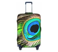 OXKGHHO Protector de maleta con estampado de plumas de pavo real único, se adapta a equipaje de 18 a 32 pulgadas, para viajes y viajes de negocios, Blanco, M