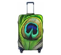 OXKGHHO Protector de maleta con estampado de plumas de pavo real verde con único, se adapta a equipaje de 18 a 32 pulgadas, para viajes y viajes de negocios, Blanco, XL