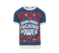 OXKNIT Camiseta de manga corta para hombre, color azul, diseño de animales, jacquard, de algodón, cuello redondo, diseñado por Jessica Molina, azul, M