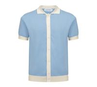 OXKnit Polo de manga corta para hombre, estilo vintage informal de los años 60, con botones clásicos, color azul, azul, XL