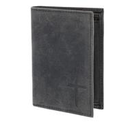 Oxmox Cuero Monedero Leather RFID Protect Kombibörse Freedom Cross Embossed Vintage Black Negro