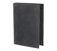 Oxmox Cuero Monedero Leather RFID Protect Kombibörse Freedom Fish Embossed Vintage Black Negro