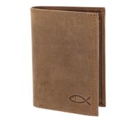Oxmox Cuero Monedero Leather RFID Protect Kombibörse Freedom Fish Embossed Vintage Light Brown marrón