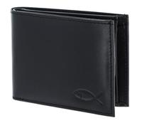 Oxmox Cuero Monedero Leather RFID Protect Pocketbörse Freedom Fish Embossed Black Negro