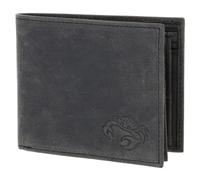 Oxmox Cuero Monedero Leather RFID Protect Querscheinbörse Crab 2.0 Embossed Vintage Black Negro