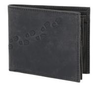 Oxmox Cuero Monedero Leather RFID Protect Querscheinbörse Footsteps 2.0 Embossed Vintage Black Negro