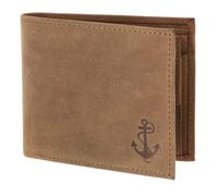 Oxmox Cuero Monedero Leather RFID Protect Querscheinbörse Freedom Anchor Embossed Vintage Light Brown marrón