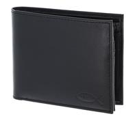 Oxmox Cuero Monedero Leather RFID Protect Querscheinbörse Freedom Fish Embossed Black Negro