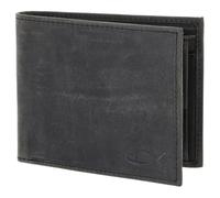Oxmox Cuero Monedero Leather RFID Protect Querscheinbörse Freedom Fish Embossed Vintage Black Negro