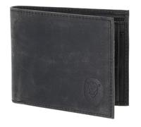 Oxmox Cuero Monedero Leather RFID Protect Querscheinbörse Freedom Lion Embossed Vintage Black Negro