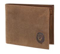 Oxmox Cuero Monedero Leather RFID Protect Querscheinbörse Freedom Lion Embossed Vintage Light Brown marrón
