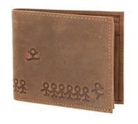 Oxmox Cuero Monedero Leather RFID Protect Querscheinbörse Jumping Jack 2.0 Embossed Vintage Light Brown marrón