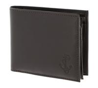 Oxmox Cuero Monedero Leather RFID Protect Querscheinbörse Freedom Anchor Embossed Brown marrón Oscuro
