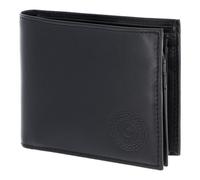 Oxmox Cuero Monedero Leather RFID Protect Querscheinbörse Circle Bloom Embossed Black Negro