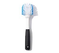 OXO Good Grips Cepillo para Platos con raspador, Seguro para Antiadherente, Mango cómodo Antideslizante, cerdas Resistentes de Nailon, Apto lavavajillas