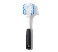 OXO Good Grips Cepillo para Platos con raspador, Seguro para Antiadherente, Mango cómodo Antideslizante, cerdas Resistentes de Nailon, Apto lavavajillas