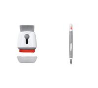 OXO Good Grips Cepillo Sweep & Swipe para limpiar el teclado del ordenador, color blanco+ Good Grips Cepillo pincel limpiador de ordenadores portátiles, color naranja