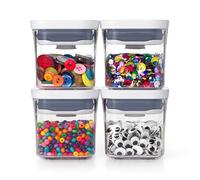 OXO Good Grips Juego de 4 Contenedores Mini POP: Almacenamiento Hermético de Alimentos para Especias + Sello de Botón a Presión + Diseño Apilable y Compacto + Apto para Lavavajillas