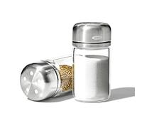 OXO Good Grips - Juego de salero y pimentero ajustable de vidrio, 3.5 onzas cada uno, transparente